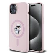 Karl Lagerfeld Liquid Silicone Karl and Choupette Magsafe Zadní Kryt pro iPhone 14 Pink