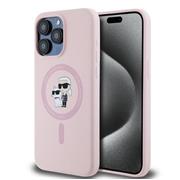 Karl Lagerfeld Liquid Silicone Karl and Choupette Magsafe Zadní Kryt pro iPhone 14 Pro Pink