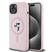 Karl Lagerfeld Liquid Silicone Karl and Choupette Magsafe Zadní Kryt pro iPhone 15 Pink