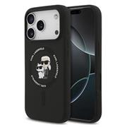 Karl Lagerfeld Liquid Silicone Karl and Choupette MagSafe Zadní Kryt pro iPhone 17 Pro Black