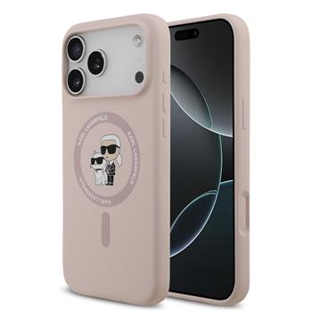 Karl Lagerfeld Liquid Silicone Karl and Choupette MagSafe Zadní Kryt pro iPhone 17 Pro Max Pink