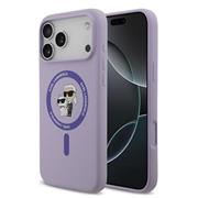 Karl Lagerfeld Liquid Silicone Karl and Choupette MagSafe Zadní Kryt pro iPhone 17 Pro Max Purple