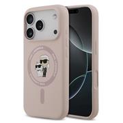 Karl Lagerfeld Liquid Silicone Karl and Choupette MagSafe Zadní Kryt pro iPhone 17 Pro Pink