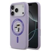 Karl Lagerfeld Liquid Silicone Karl and Choupette MagSafe Zadní Kryt pro iPhone 17 Pro Purple