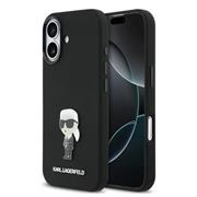 Karl Lagerfeld Liquid Silicone Metal Ikonik Zadní Kryt pro iPhone 17 Black