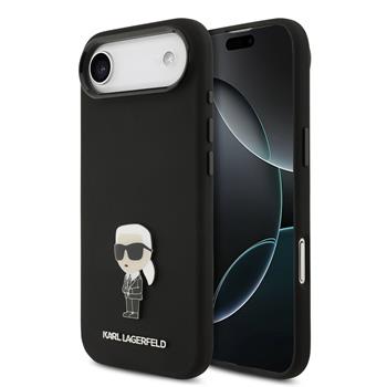 Karl Lagerfeld Liquid Silicone Metal Ikonik Zadní Kryt pro iPhone Air Black