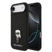 Karl Lagerfeld Liquid Silicone Metal Ikonik Zadní Kryt pro iPhone Air Black