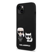 Karl Lagerfeld MagSafe Kompatibilní Kryt Liquid Silicone Karl and Choupette pro iPhone 14 Plus Black