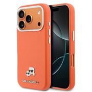 Karl Lagerfeld PU Karl and Choupette Heads Pins MagSafe Zadní Kryt pro iPhone 17 Pro Max Orange