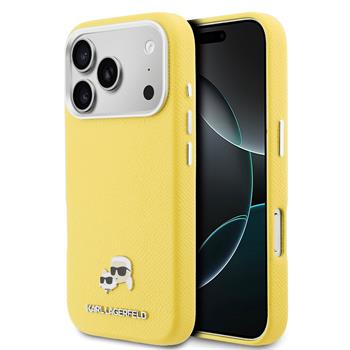 Karl Lagerfeld PU Karl and Choupette Heads Pins MagSafe Zadní Kryt pro iPhone 17 Pro Max Yellow