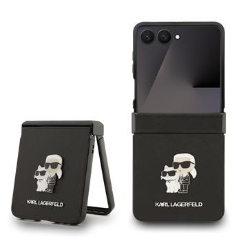 Karl Lagerfeld PU Saffiano Karl and Choupette Zadní Kryt pro Samsung Galaxy Z Flip 7 Black