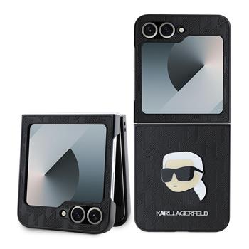 Karl Lagerfeld PU Saffiano Monogram Karl Head Zadní Kryt pro Samsung Galaxy Z Flip 6/7 FE Black