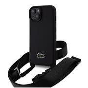 Lacoste Iconic Petit Pique Crossbody Popruh Woven Logo Zadní Kryt pro iPhone 15 Black