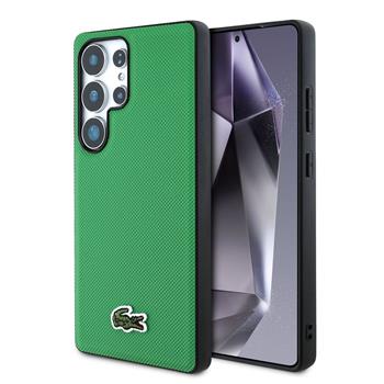 Lacoste Iconic Petit Pique Woven Logo MagSafe Zadní Kryt pro Samsung Galaxy S25 Ultra Green