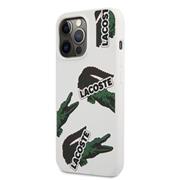 Lacoste Liquid Silicone Allover Pattern Kryt pro iPhone 13 Pro Max White