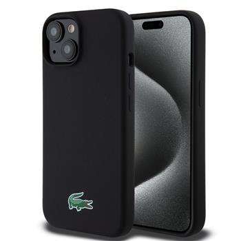 Lacoste Liquid Silicone Microfiber Croc Logo Magsafe Zadní Kryt pro iPhone 15 Black