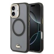 Lacoste PC/TPU Frosted Finish Gold Logo MagSafe Zadní Kryt pro iPhone 17 Black