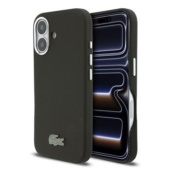 Lacoste PVC Iconic Petit Pique Metal Logo MagSafe Zadní Kryt pro iPhone 16 Black