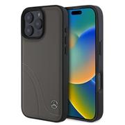 Mercedes Curved Stitches Leather Zadní Kryt pro iPhone 16 Pro Brown
