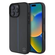 Mercedes Leather Blue Stripe MagSafe Zadní Kryt pro iPhone 16 Pro Anthracite Grey