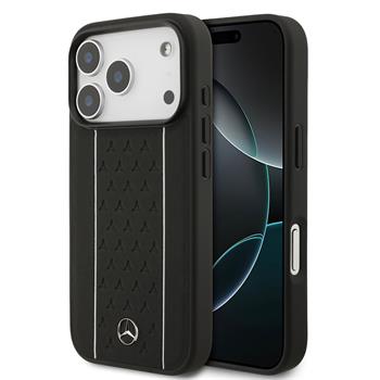 Mercedes Leather Star Pattern and Stripes MagSafe Zadní Kryt pro iPhone 17 Pro Black/White