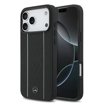 Mercedes Leather Star Pattern and Stripes MagSafe Zadní Kryt pro iPhone 17 Pro Max Black/White