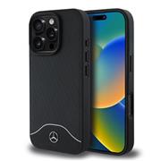 Mercedes Wood Imitation and Smooth Leather MagSafe Zadní Kryt pro iPhone 16 Pro Max Black
