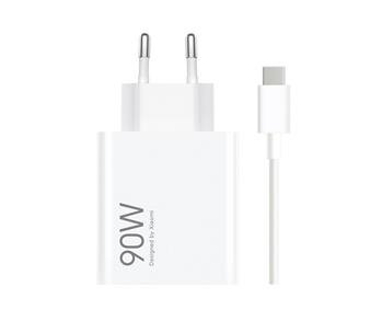 Xiaomi MDY-15-EK USB-A 90W Cestovní Nabíječka + USB-C 6A Datový Kabel White (Bulk)