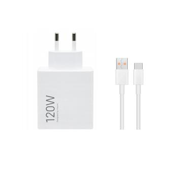 Xiaomi MDY-16-EN USB-A 120W Cestovní Nabíječka + USB-C 6A Datový Kabel White (Bulk)