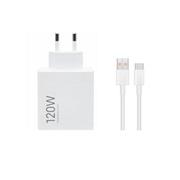 Xiaomi MDY-16-EN USB-A 120W Cestovní Nabíječka + USB-C 6A Datový Kabel White (Bulk)